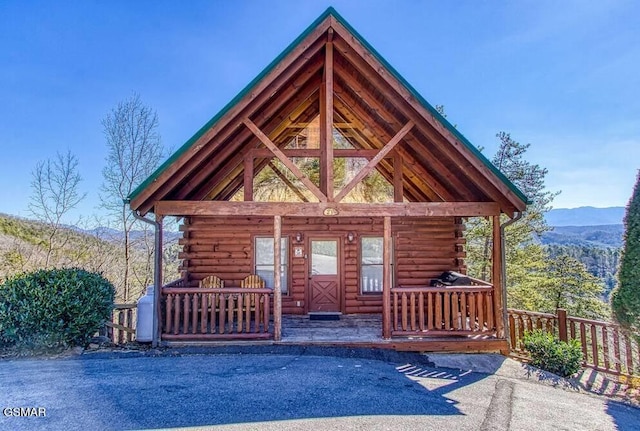 exterior space with a mountain view