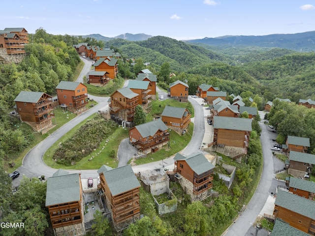 aerial view with a mountain view