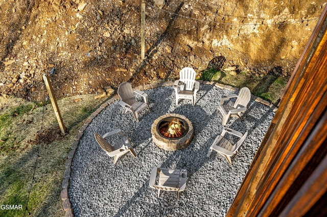 details featuring an outdoor fire pit