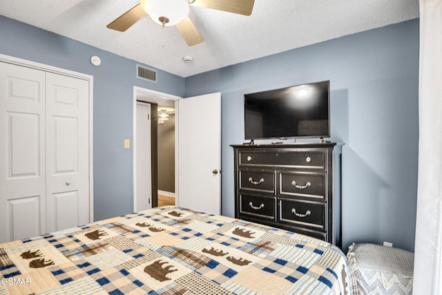 1081 Cove Rd Unit 612, Sevierville, TN 37876 - bedroom featuring a closet, a ceiling fan, and a textured ceiling