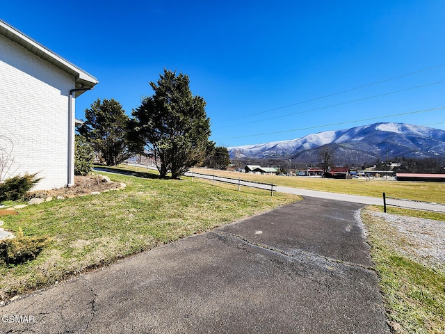 view of yard featuring a mountain view