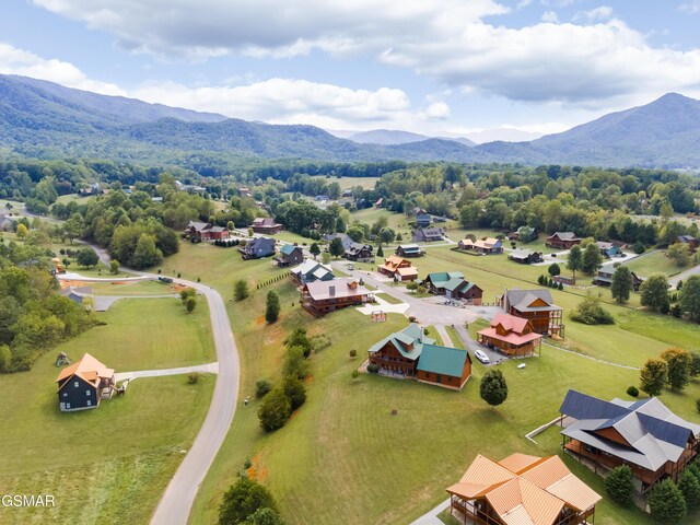 aerial view with a mountain view