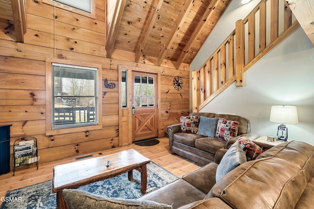 2904 Peregrine Way, Pigeon Forge, TN 37863 - living area featuring wood finished floors, wooden ceiling, and wood walls