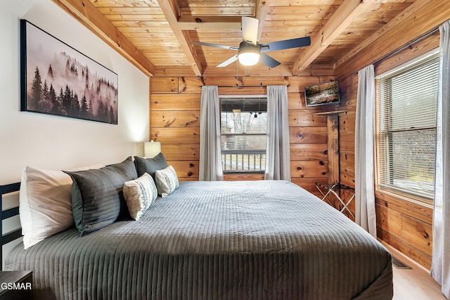 2904 Peregrine Way, Pigeon Forge, TN 37863 - bedroom with a wooden ceiling with exposed beams and wood walls