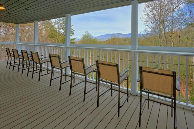 deck featuring a mountain view