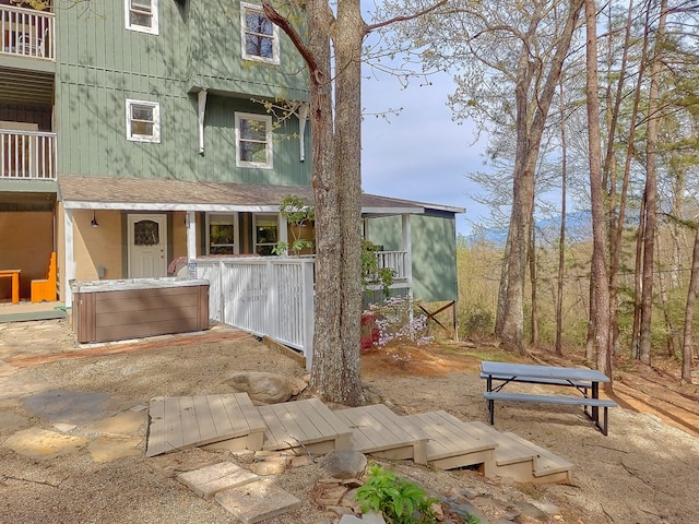 view of front of home featuring a hot tub