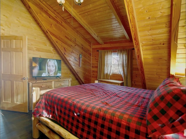 3831 Glenview Way, Sevierville, TN 37862 - bedroom featuring wood walls, wooden ceiling, and wood finished floors