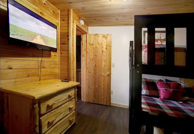 3831 Glenview Way, Sevierville, TN 37862 - bedroom with dark wood-type flooring, wooden ceiling, and wooden walls