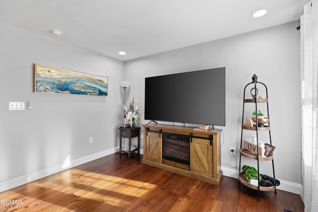 living room with hardwood / wood-style flooring