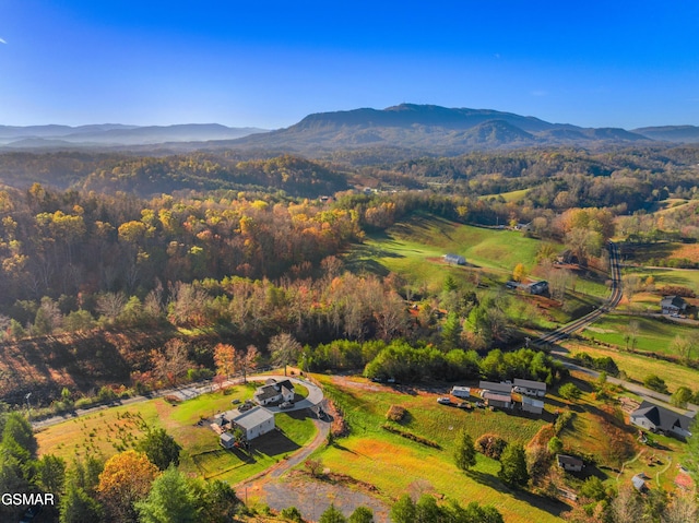 bird's eye view with a mountain view