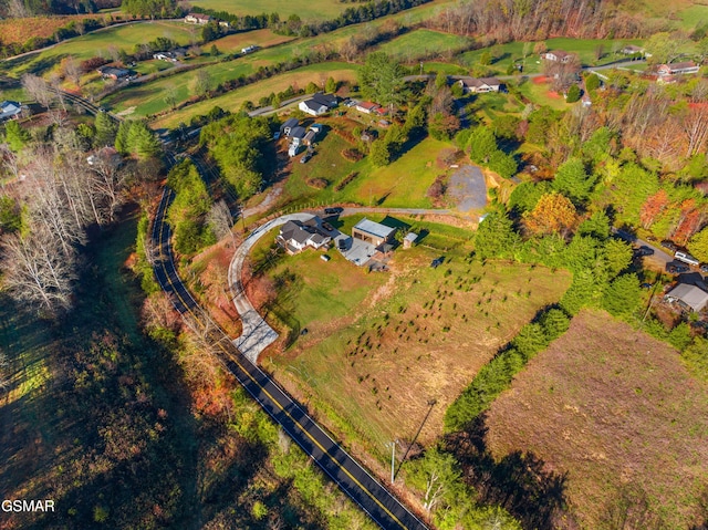 aerial view with a rural view