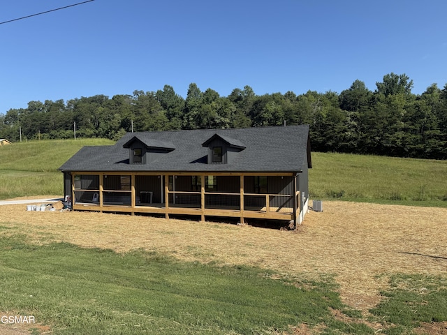 1607 Tranquility Ridge Rd, Newport, TN 37821 - view of front facade with a front lawn, a deck, and a shingled roof