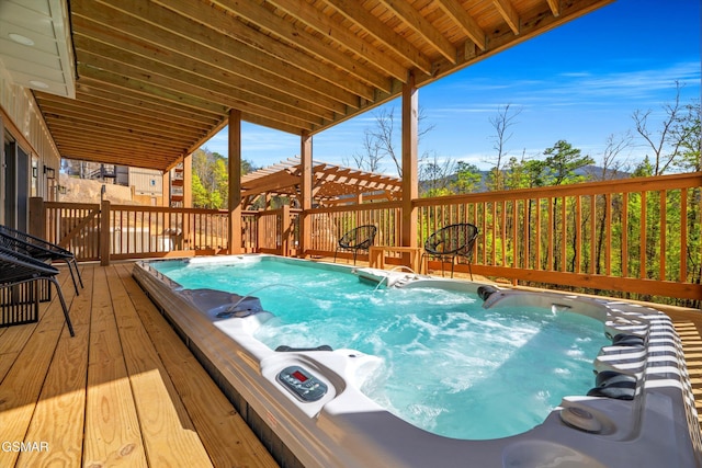 wooden terrace with hot tub deck surround