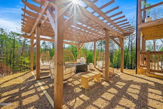 view of patio featuring a pergola