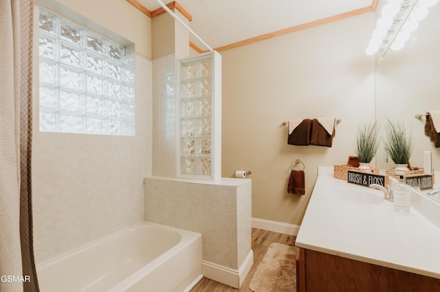 1730 Red Fox Ridge Way, Sevierville, TN 37862 - bathroom with a bath, wood finished floors, vanity, and a shower