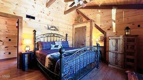 710 Village Loop Rd, Gatlinburg, TN 37738 - bedroom featuring hardwood / wood-style flooring and wood ceiling