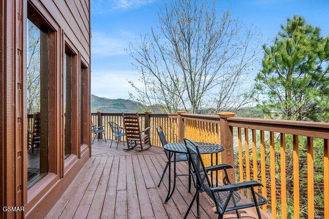 deck featuring a mountain view