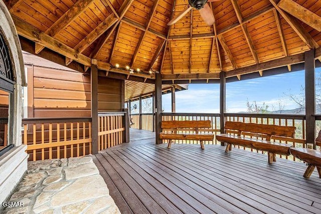 wooden deck with a gazebo