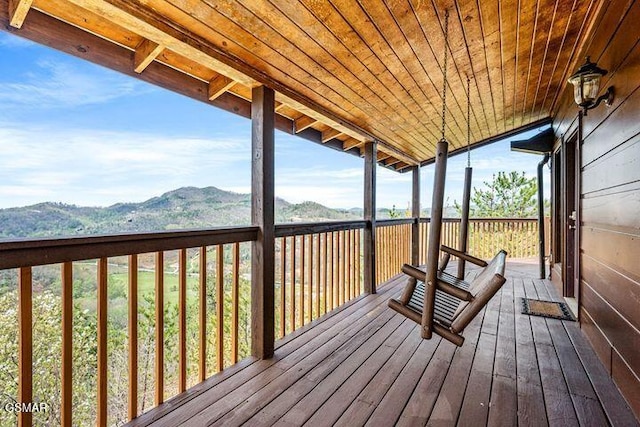 deck featuring a mountain view