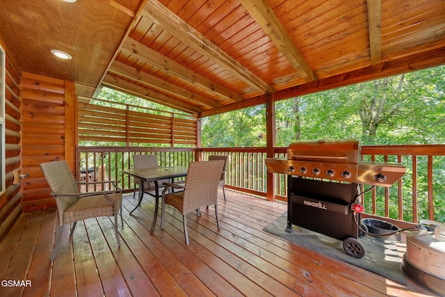 646 Stockton Dr, Sevierville, TN 37876 - wooden terrace featuring outdoor dining area and area for grilling