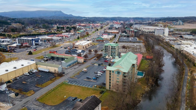 aerial view with a mountain view