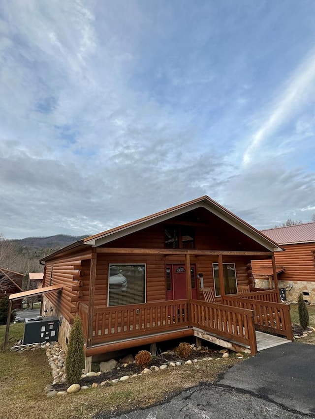 view of log home