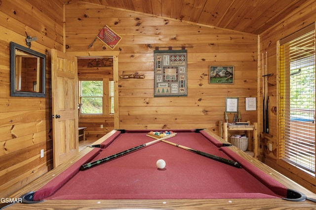 1830 Blue Tick Way, Sevierville, TN 37876 - rec room with billiards table, vaulted ceiling, and wooden walls