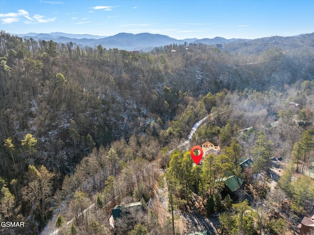 drone / aerial view with a mountain view