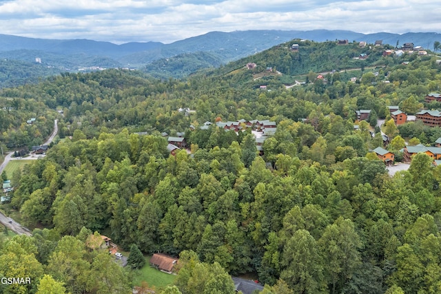 aerial view with a mountain view