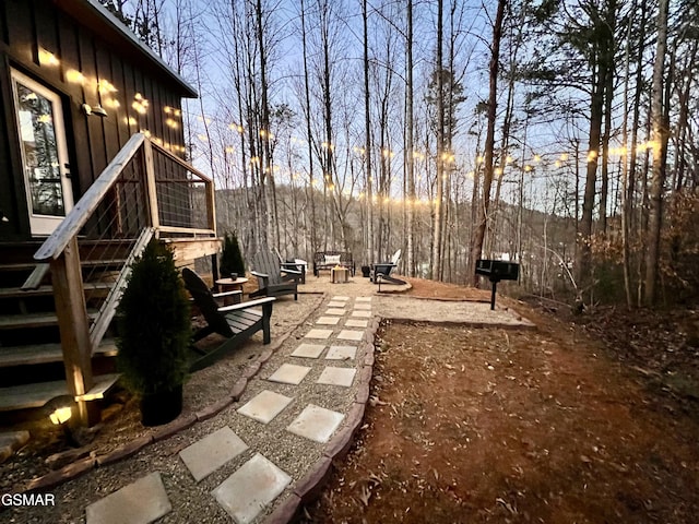 view of yard at dusk