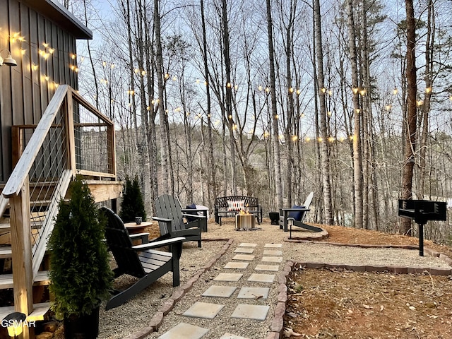 view of yard featuring stairs
