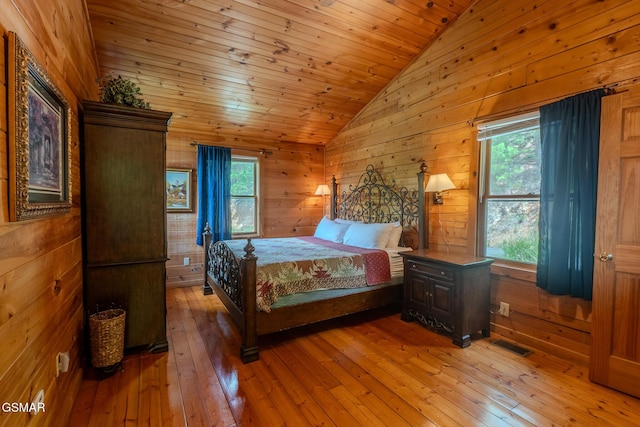 1910 E Mountain View Way, Sevierville, TN 37876 - bedroom with lofted ceiling, light wood-style flooring, wooden walls, and wood ceiling