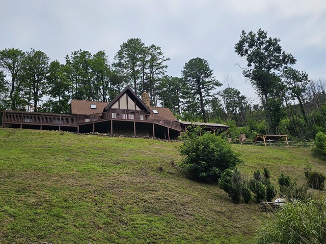 view of yard with a deck