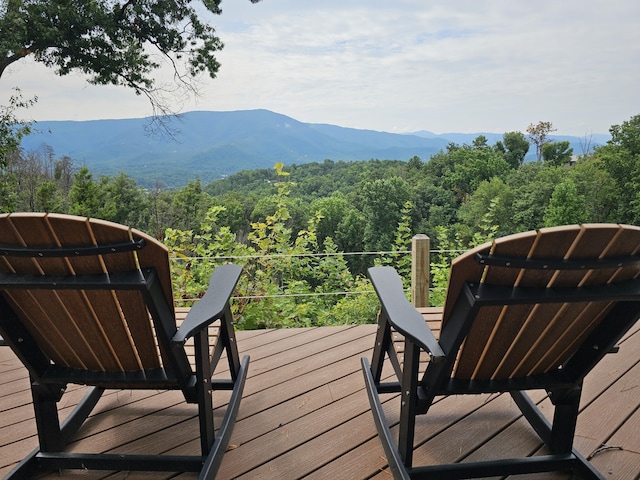 deck with a mountain view