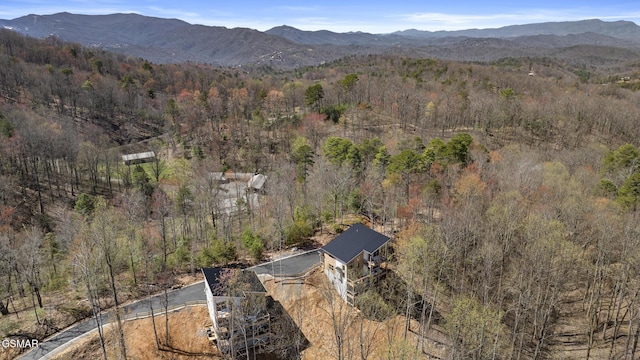 1928 Pine Ct, Sevierville, TN 37876 - view from above of property with a heavily wooded area and a mountainous background