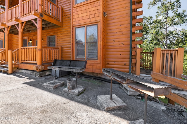 view of patio / terrace featuring a balcony