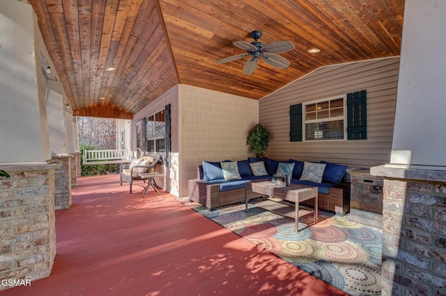 view of patio / terrace with outdoor lounge area and ceiling fan