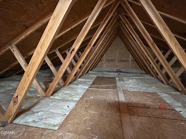 view of unfinished attic