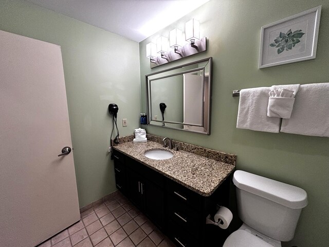 bathroom featuring tile patterned flooring, vanity, and toilet