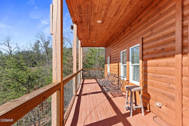 wooden deck with covered porch