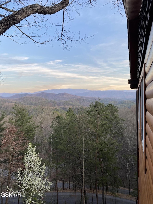 mountain view with a view of trees