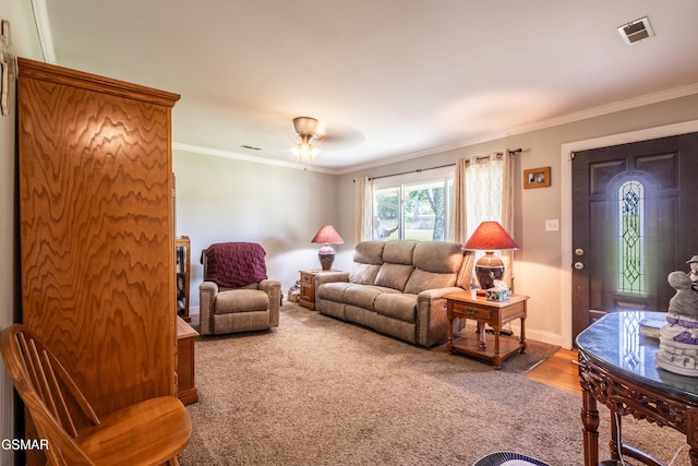 6119 Ridgeview Rd, Knoxville, TN 37918 - living room with crown molding, ceiling fan, wood finished floors, and baseboards