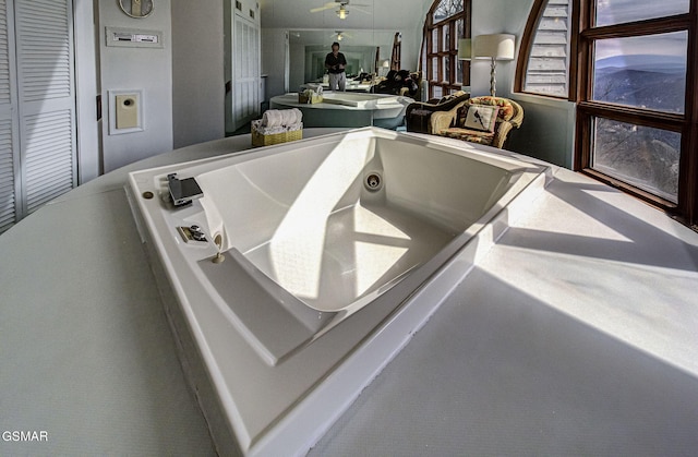 interior details with ceiling fan