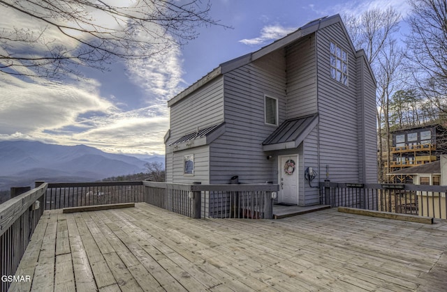 deck with a mountain view