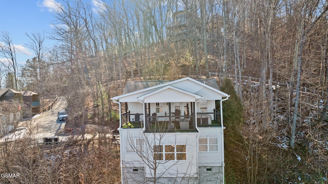 view of outbuilding featuring a porch