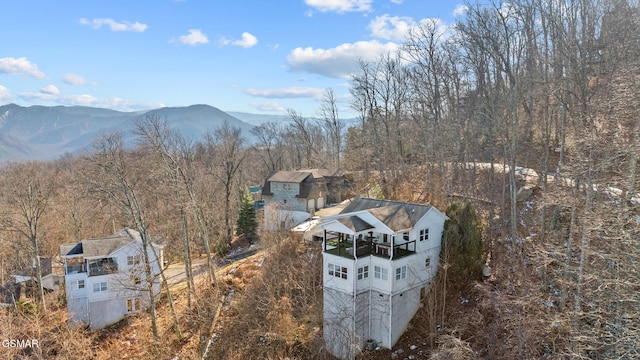 aerial view with a mountain view