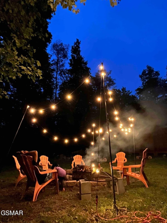 view of patio at twilight