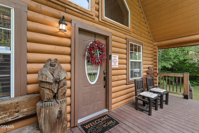 3040 Grassy Branch Loop, Sevierville, TN 37876 - view of exterior entry with faux log siding and covered porch
