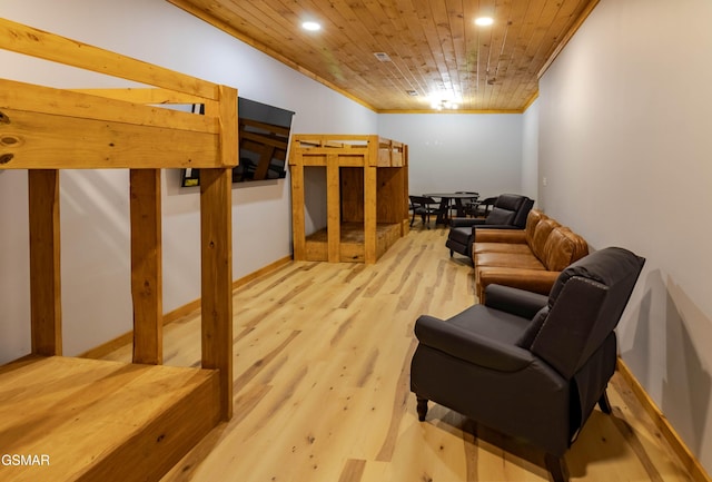 617 Davenport Rd, Gatlinburg, TN 37738 - bedroom with light wood-style flooring, recessed lighting, ornamental molding, and wood ceiling