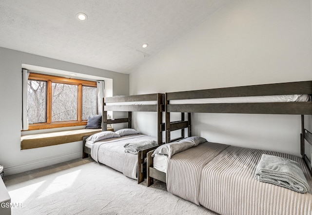 1130 Ski View Dr Unit 315, Gatlinburg, TN 37738 - bedroom featuring carpet flooring, vaulted ceiling, recessed lighting, and a textured ceiling